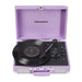 Crosley Cruiser Plus Portable Turntable with Bluetooth InOut - Lavender is shown open, spinning a black vinyl