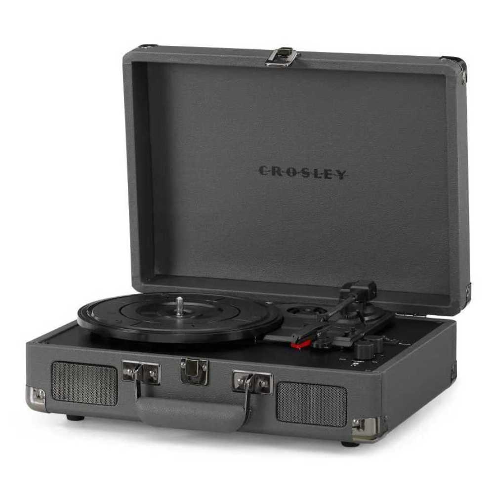 Crosley Cruiser Plus Portable Turntable with Bluetooth InOut - Slate showcases its compact and portable construction