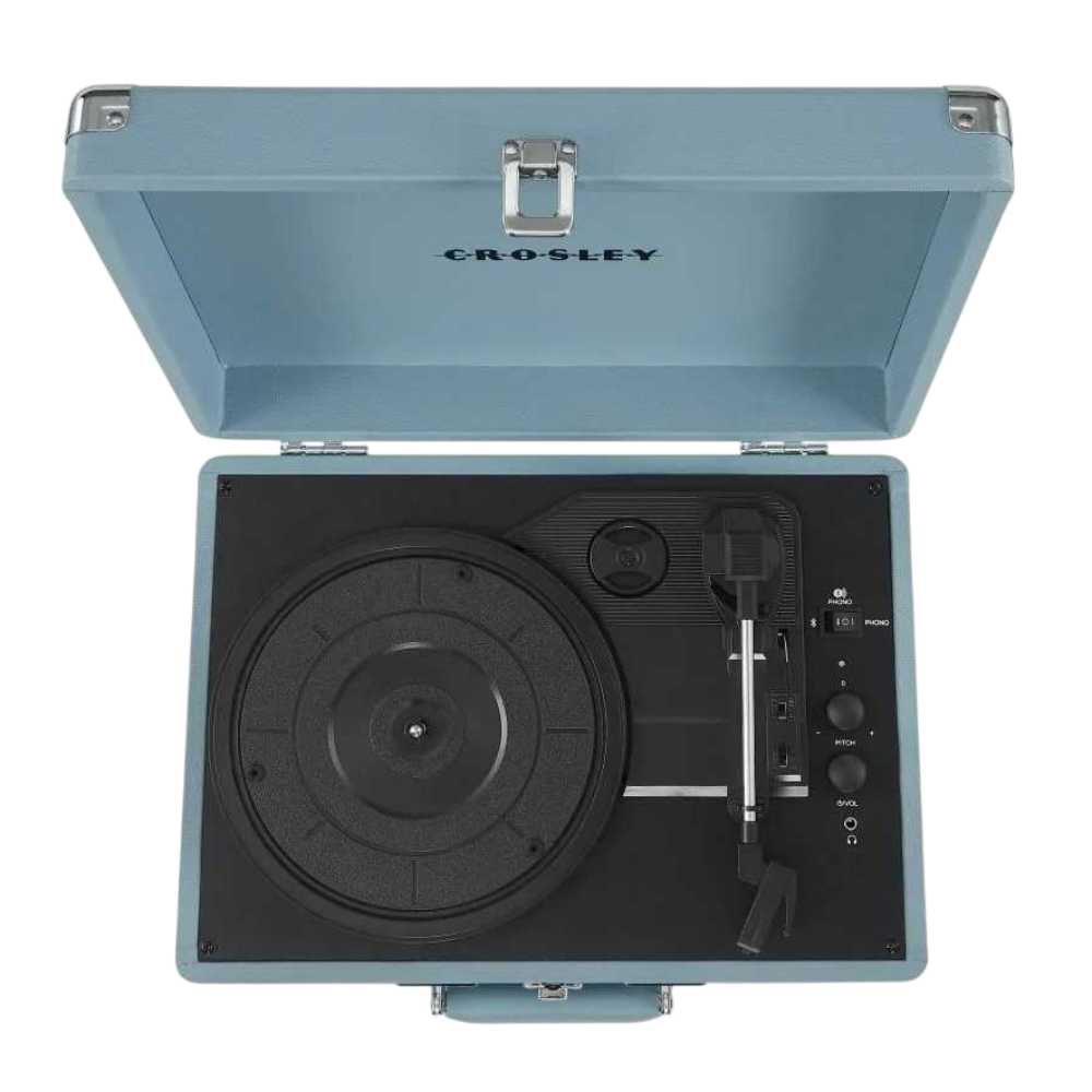 Crosley Cruiser Plus Portable Turntable with Bluetooth InOut - Tourmaline with its open lid