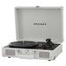 Crosley Cruiser Plus Portable Turntable with Bluetooth InOut - White Sand shows an angled view of the open turntable