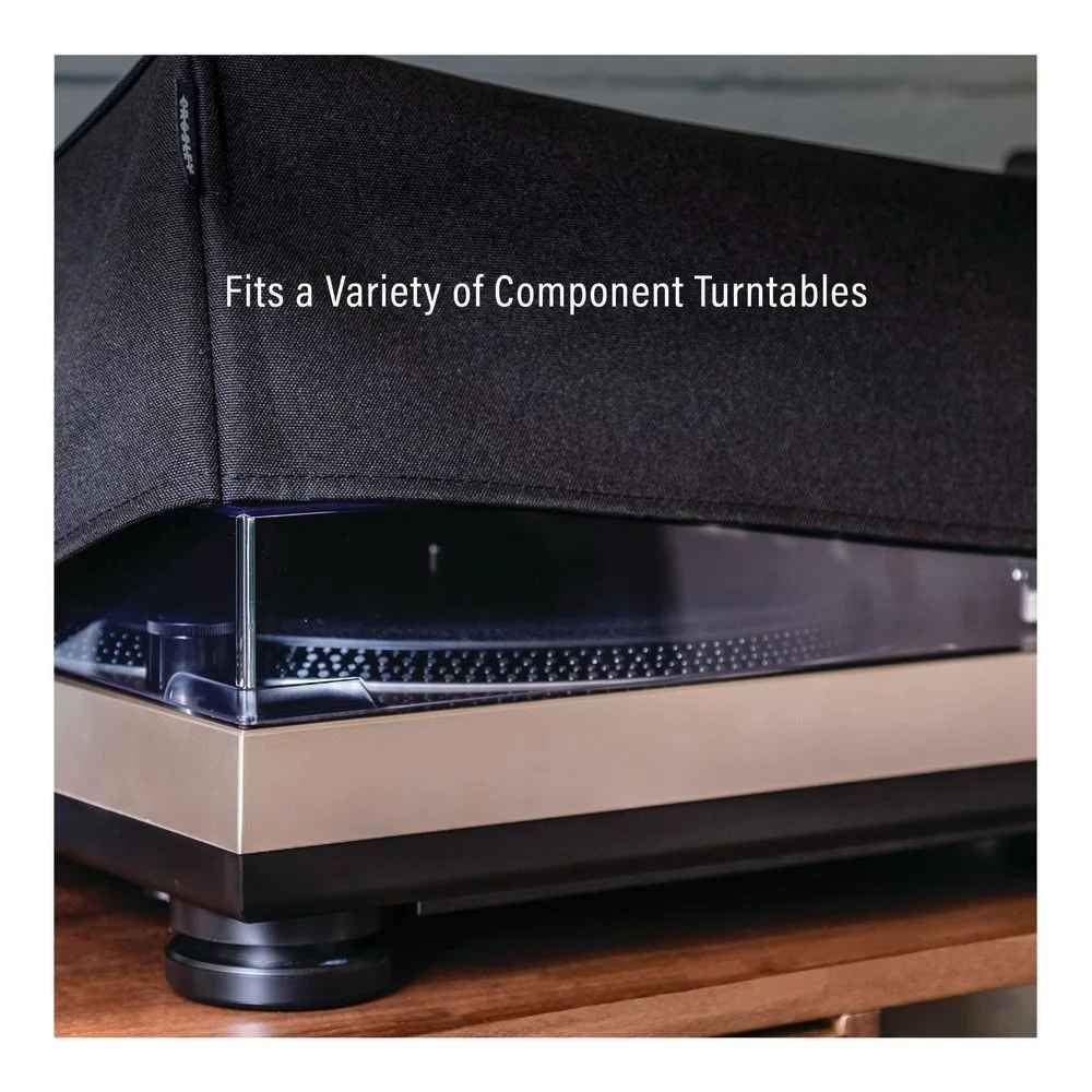 Crosley Fabric Turntable Dust Cover - Black is neatly placed over a turntable