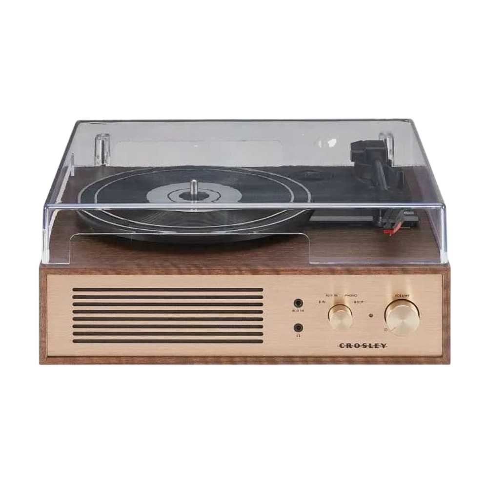 Crosley Miles Record Player - Walnut is presented with its lid closed