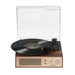 Crosley Miles Record Player - Walnut is shown front-facing with a record playing