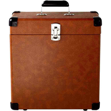 Crosley Platter-Pak LP Record Carrier Case - Tan is displayed front-facing, highlighting its durable latch and clean design