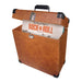 Crosley Platter-Pak LP Record Carrier Case - Tan is open, holding a record with a visible Rock-n-Roll album cover