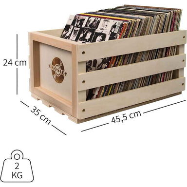 Crosley Record Storage Crate - Natural loaded with vinyl records