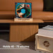 Crosley Record Storage Crate - Natural placed on a wooden table with a Now Spinning vinyl display on top