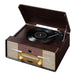 Crosley Rhapsody Entertainment Center - Mahogany showcases a sleek mahogany exterior and vintage-inspired design