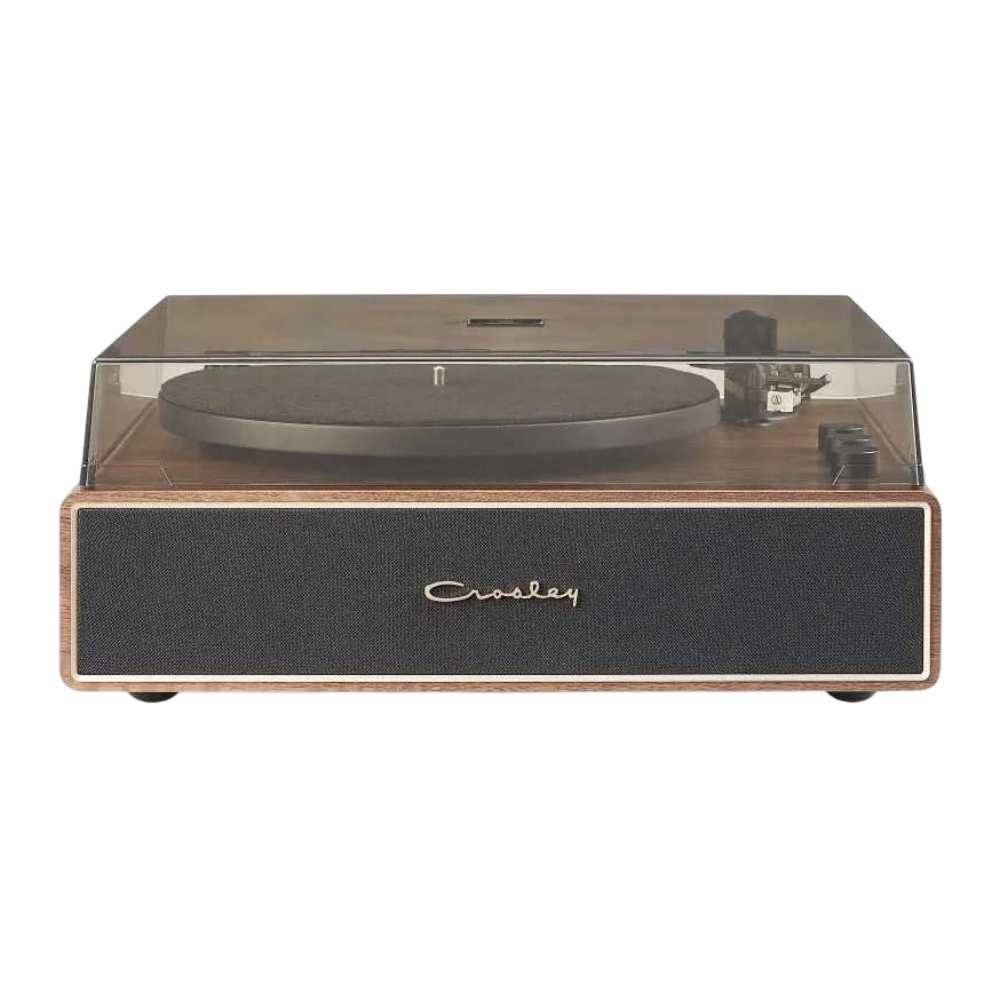 Crosley Stave Record Player - WalnutGold is shown with a closed dust cover