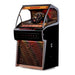 Crosley Vinyl Rocket Full-Size Jukebox - Black features a sleek black and gold retro design with vibrant lighting and a classic music selection panel