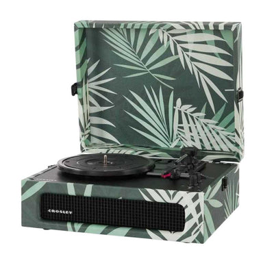 Crosley Voyager Portable Turntable with Bluetooth InOut - Botanical combines a modern botanical theme with classic vinyl playback and Bluetooth connectivity