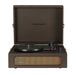 Crosley Voyager Portable Turntable with Bluetooth Out - Cocoa is open, displaying its vintage design with built-in front-facing speakers and a functional layout
