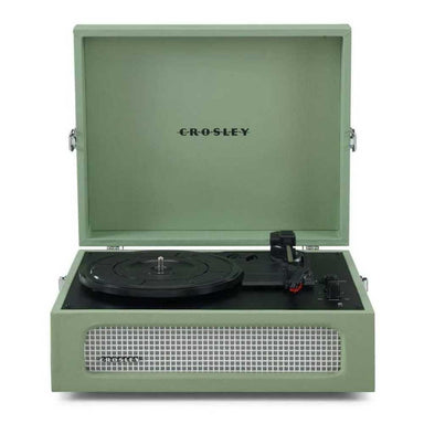 Crosley Voyager Portable Turntable with Bluetooth Out - Sage is displayed open