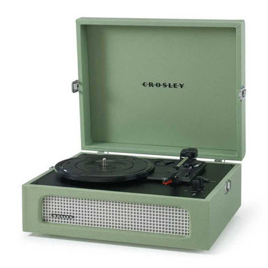 Crosley Voyager Portable Turntable with Bluetooth Out - Sage is presented at an angle