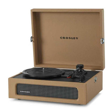 Crosley Voyager Portable Turntable with Bluetooth Out - Tan is captured from a side angle