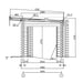 Cross-sectional technical drawing of the GardenHouse24 USA Sauna Largo 90 Garden Room showing wall thickness, door dimensions, and ceiling slope