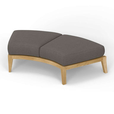 Curved teak seating with gray cushions, Westminster Teak Kafelonia Backless Sofa Sectional offers low-profile outdoor comfort