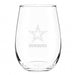 Dallas Cowboys Crate & Barrel NFL Aspen 17oz Stemless Wine Glass, Set of 4 features a clear stemless glass etched with the Cowboys star logo and team name