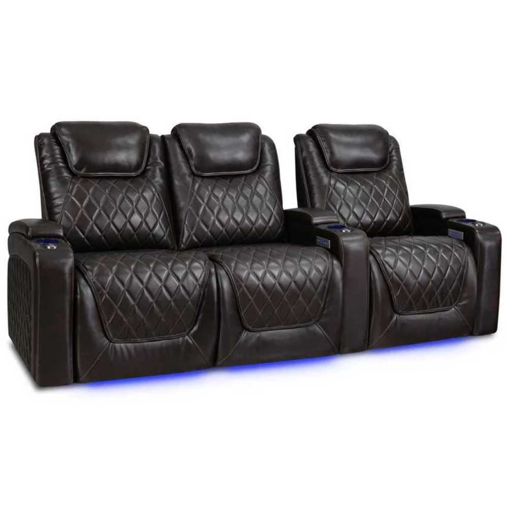 Dark Chocolate Valencia Oslo Home Theater Seating Row of 3 Loveseat Left Width 93 Height 42.75 Depth 38