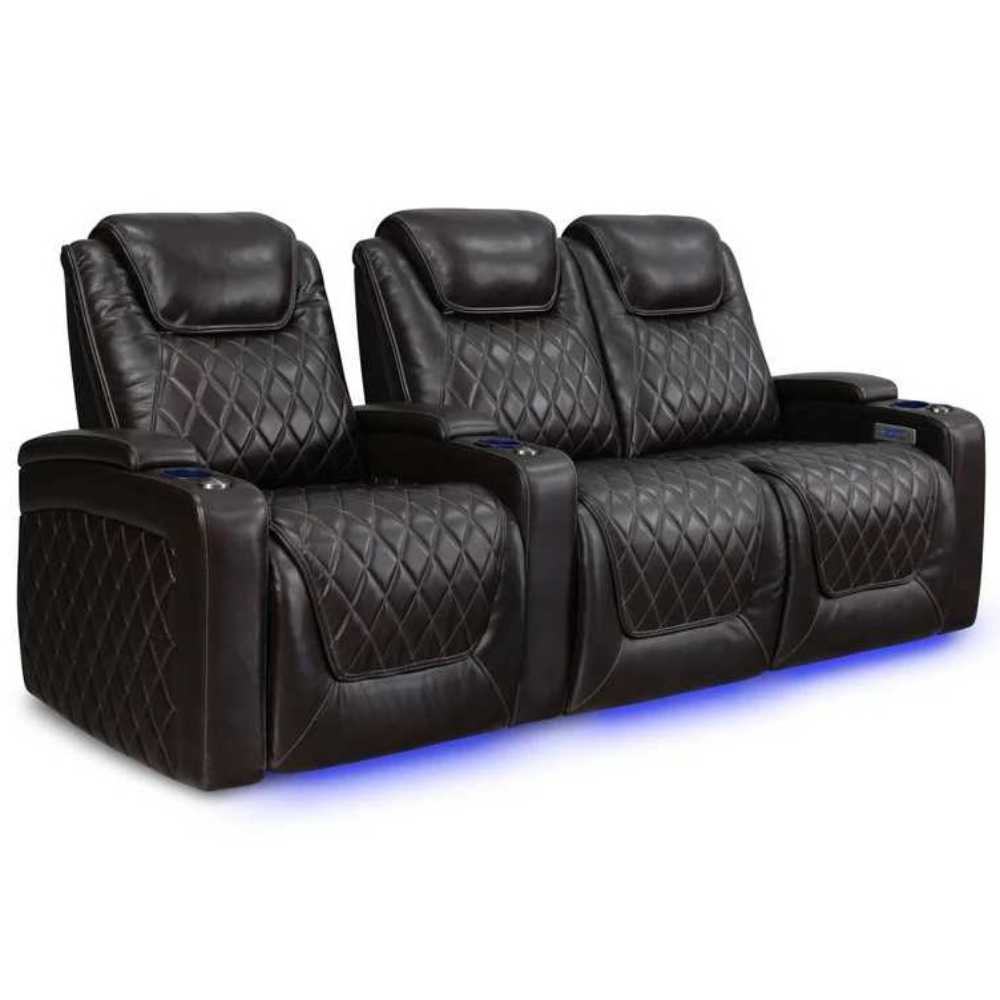 Dark Chocolate Valencia Oslo Home Theater Seating Row of 3 Loveseat Right Width 93 Height 42.75 Depth 38