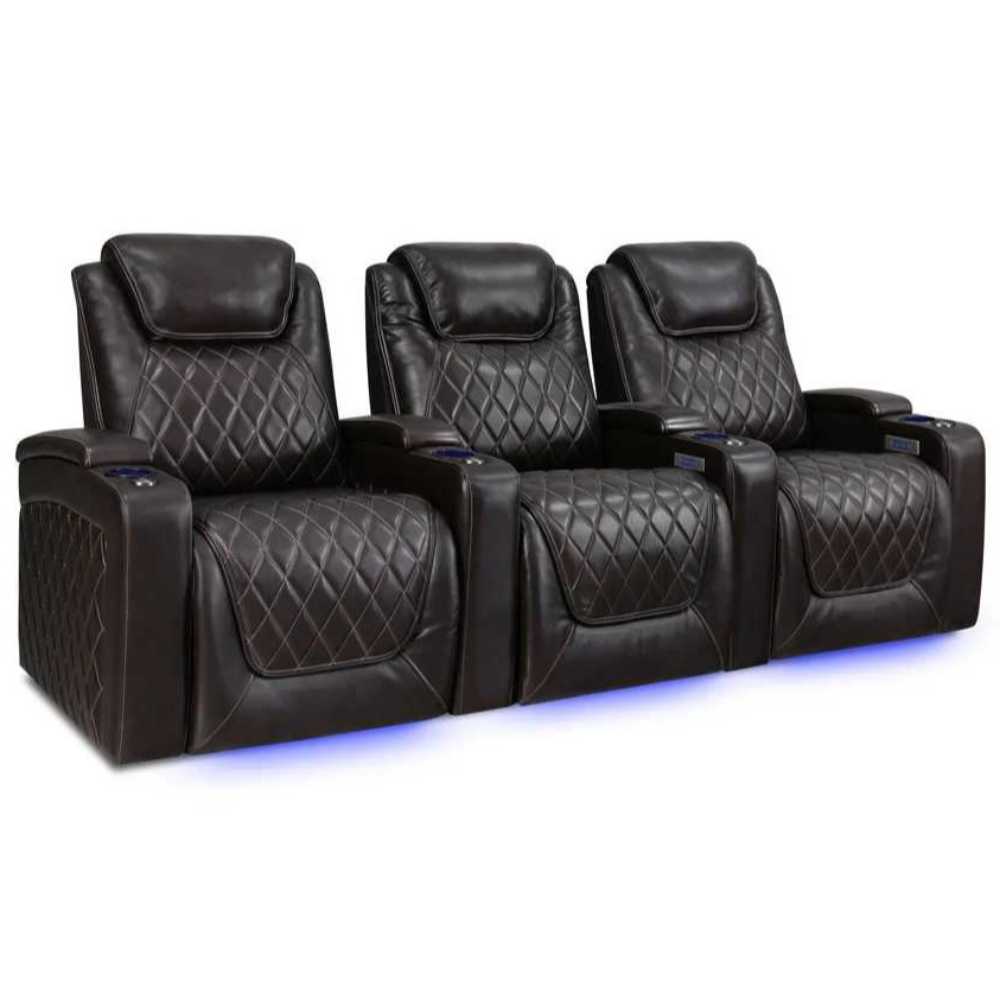 Dark Chocolate Valencia Oslo Home Theater Seating Row of 3 Width 99.75 Height 42.75 Depth 38