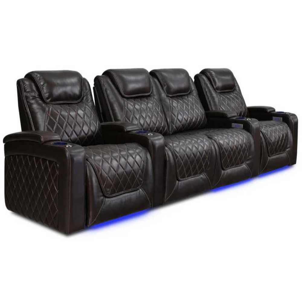 Dark Chocolate Valencia Oslo Home Theater Seating Row of 4 Loveseat Center Width 124 Height 42.75 Depth 38