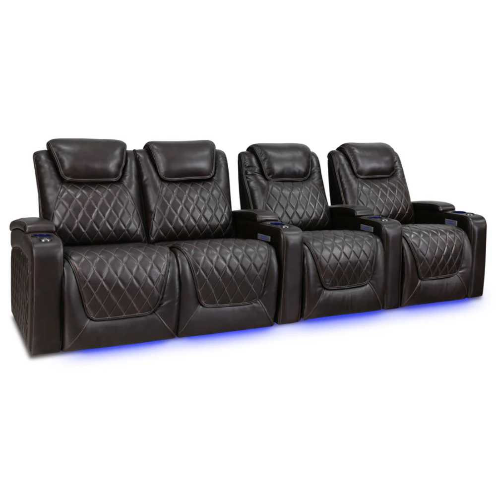 Dark Chocolate Valencia Oslo Home Theater Seating Row of 4 Loveseat Left Width 124 Height 42.75 Depth 38