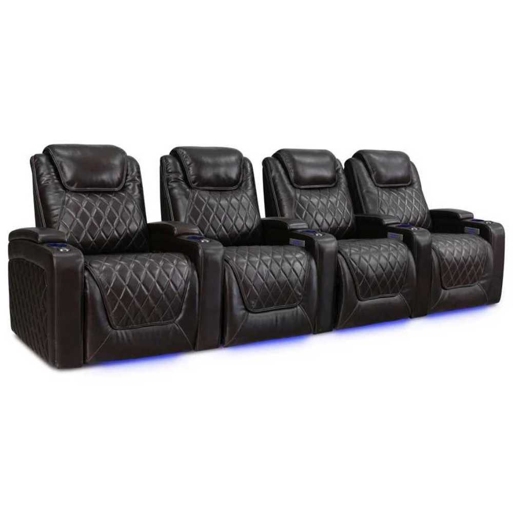 Dark Chocolate Valencia Oslo Home Theater Seating Row of 4 Width 130.75 Height 42.75 Depth 38