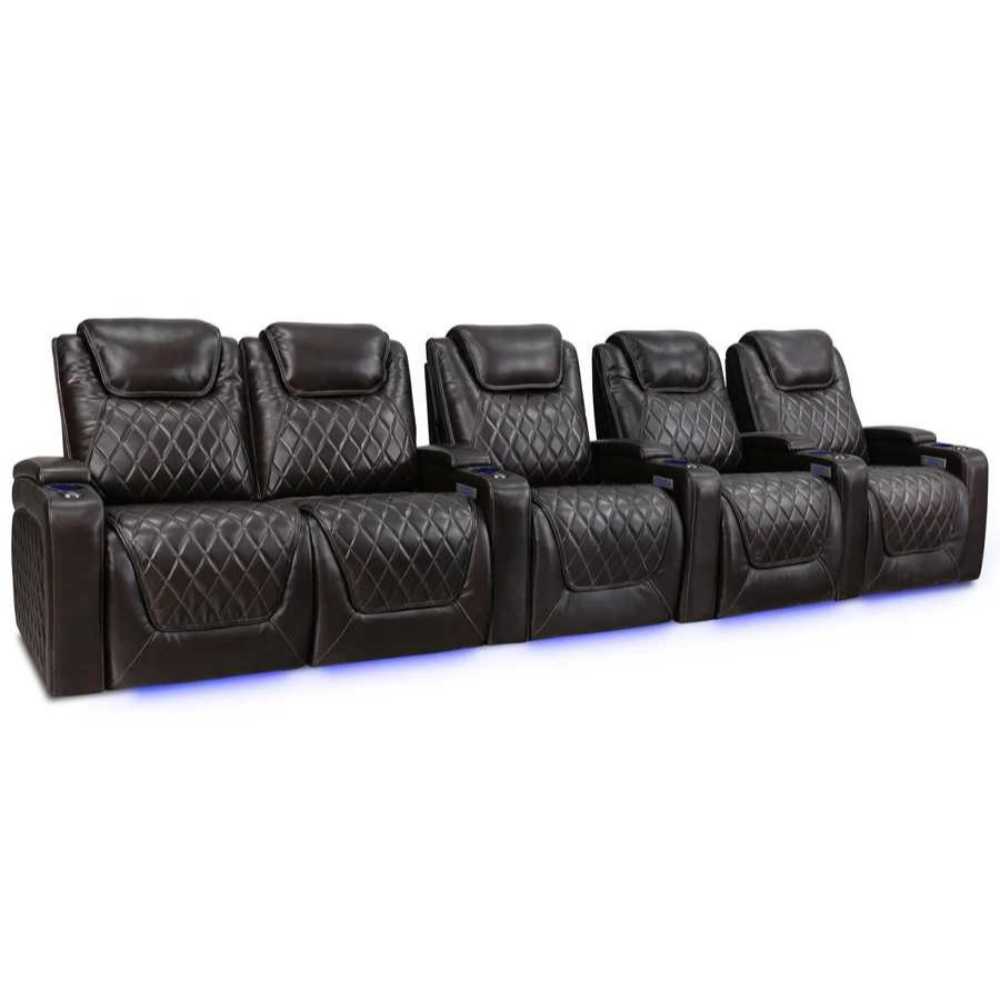 Dark Chocolate Valencia Oslo Home Theater Seating Row of 5 Loveseat Left Width 155 Height 42.75 Depth 38