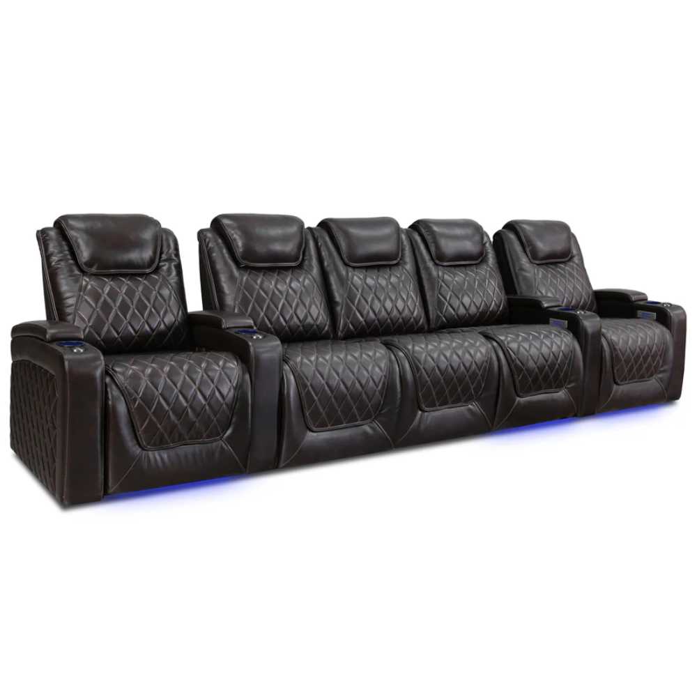 Dark Chocolate Valencia Oslo Home Theater Seating Row of 5 Set of 3 Center Width 155 Height 42.75 Depth 38