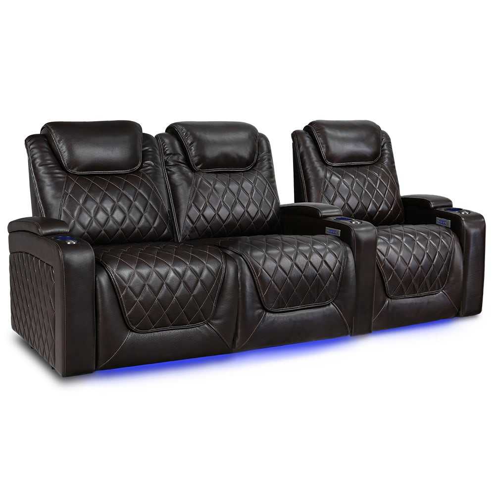 Dark Chocolate Valencia Oslo XL Home Theater Seating Row of 3 Loveseat Left Width 97.5 Height 45 Depth 38