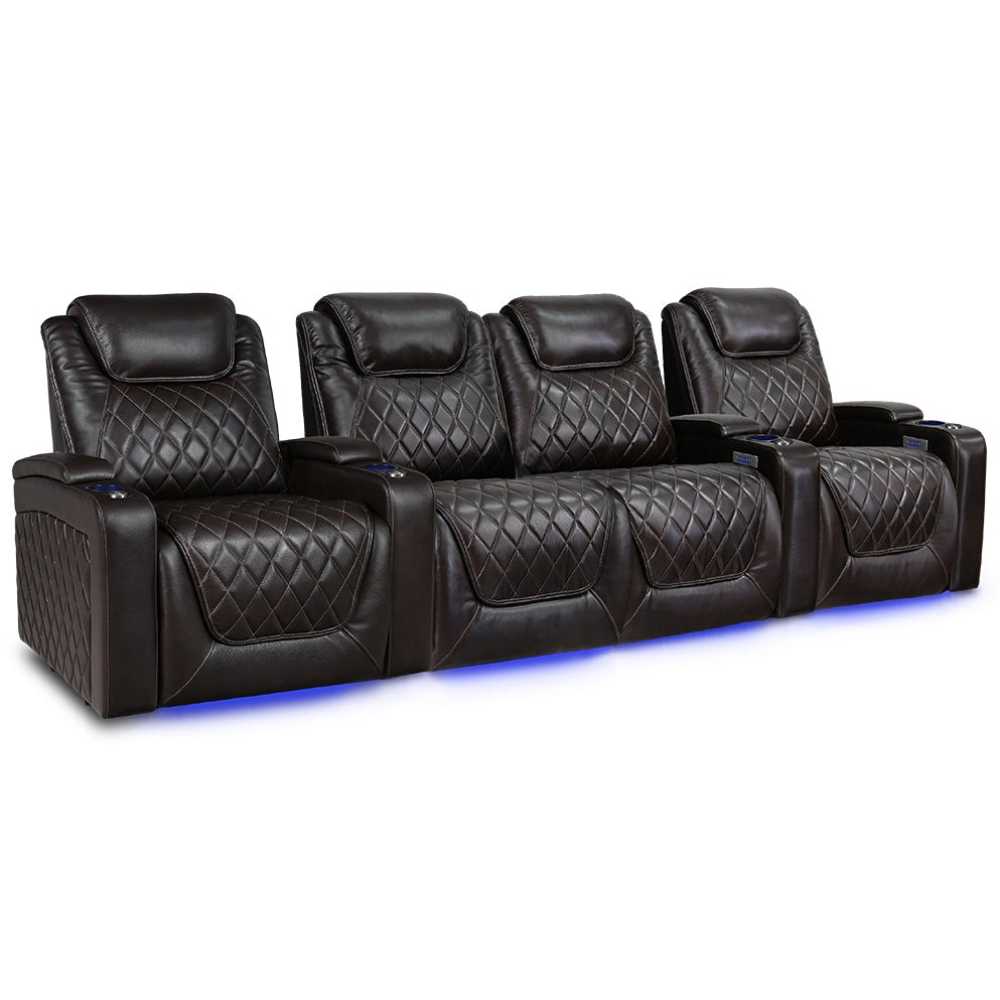 Dark Chocolate Valencia Oslo XL Home Theater Seating Row of 4 Loveseat Center Width 130 Height 45 Depth 38