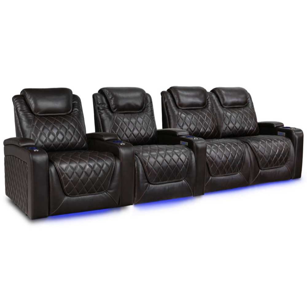 Dark Chocolate Valencia Oslo XL Home Theater Seating Row of 4 Loveseat Right Width 130 Height 45 Depth 38