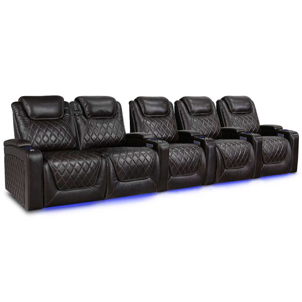 Dark Chocolate Valencia Oslo XL Home Theater Seating Row of 5 Loveseat Left Width 162.5 Height 45 Depth 38