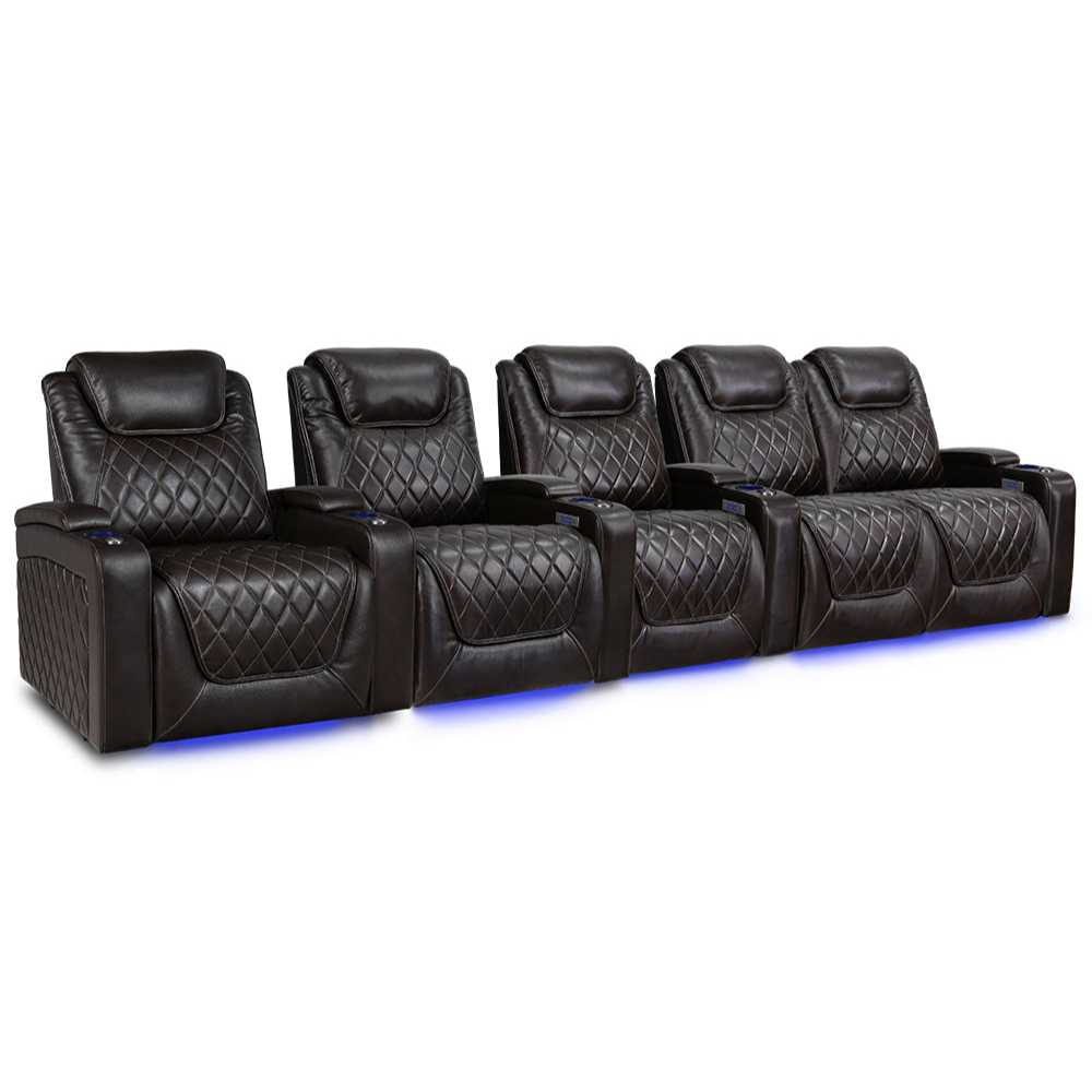 Dark Chocolate Valencia Oslo XL Home Theater Seating Row of 5 Loveseat Right Width 162.5 Height 45 Depth 38