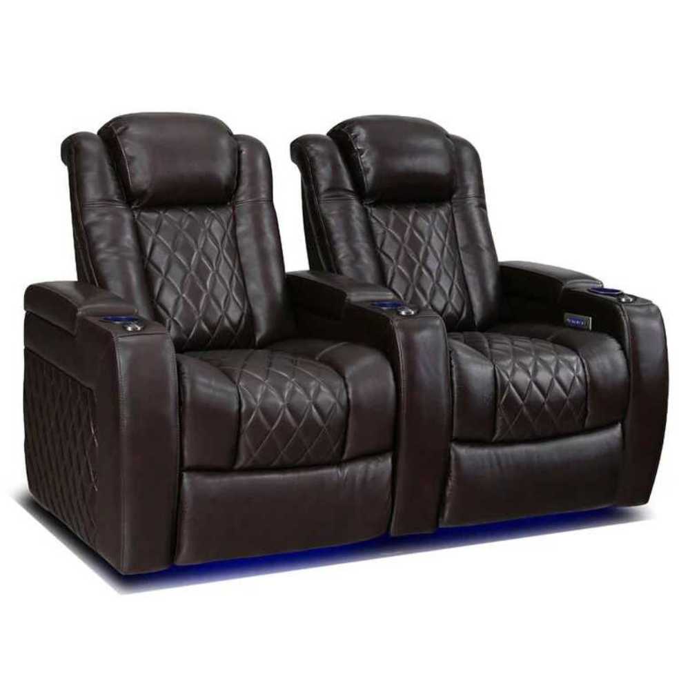 Dark Chocolate Valencia Tuscany Home Theater Seating Row of 2 Width 68.25 Height 43.5 Depth 40