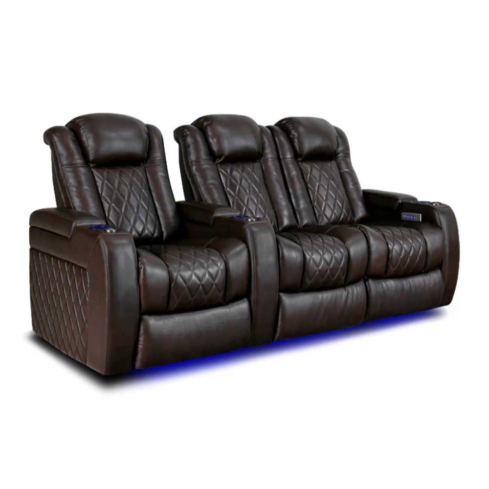 Dark Chocolate Valencia Tuscany Home Theater Seating Row of 3 Loveseat Right Width 92.25 Height 43.5 Depth 40