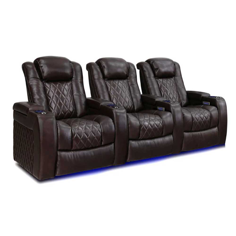 Dark Chocolate Valencia Tuscany Home Theater Seating Row of 3 Width 99 Height 43.5 Depth 40