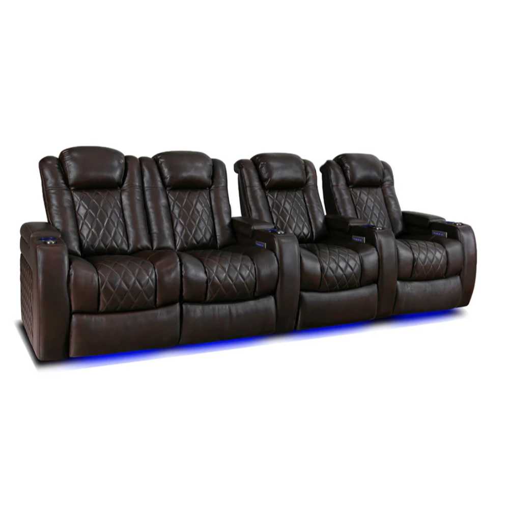 Dark Chocolate Valencia Tuscany Home Theater Seating Row of 4 Loveseat Left Width 123 Height 43.5 Depth 40