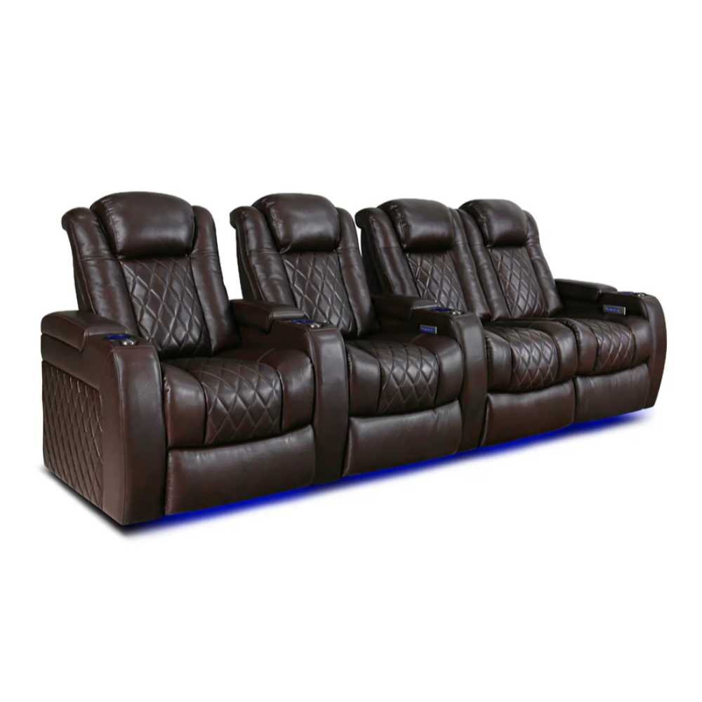 Dark Chocolate Valencia Tuscany Home Theater Seating Row of 4 Loveseat Right Width 123 Height 43.5 Depth 40