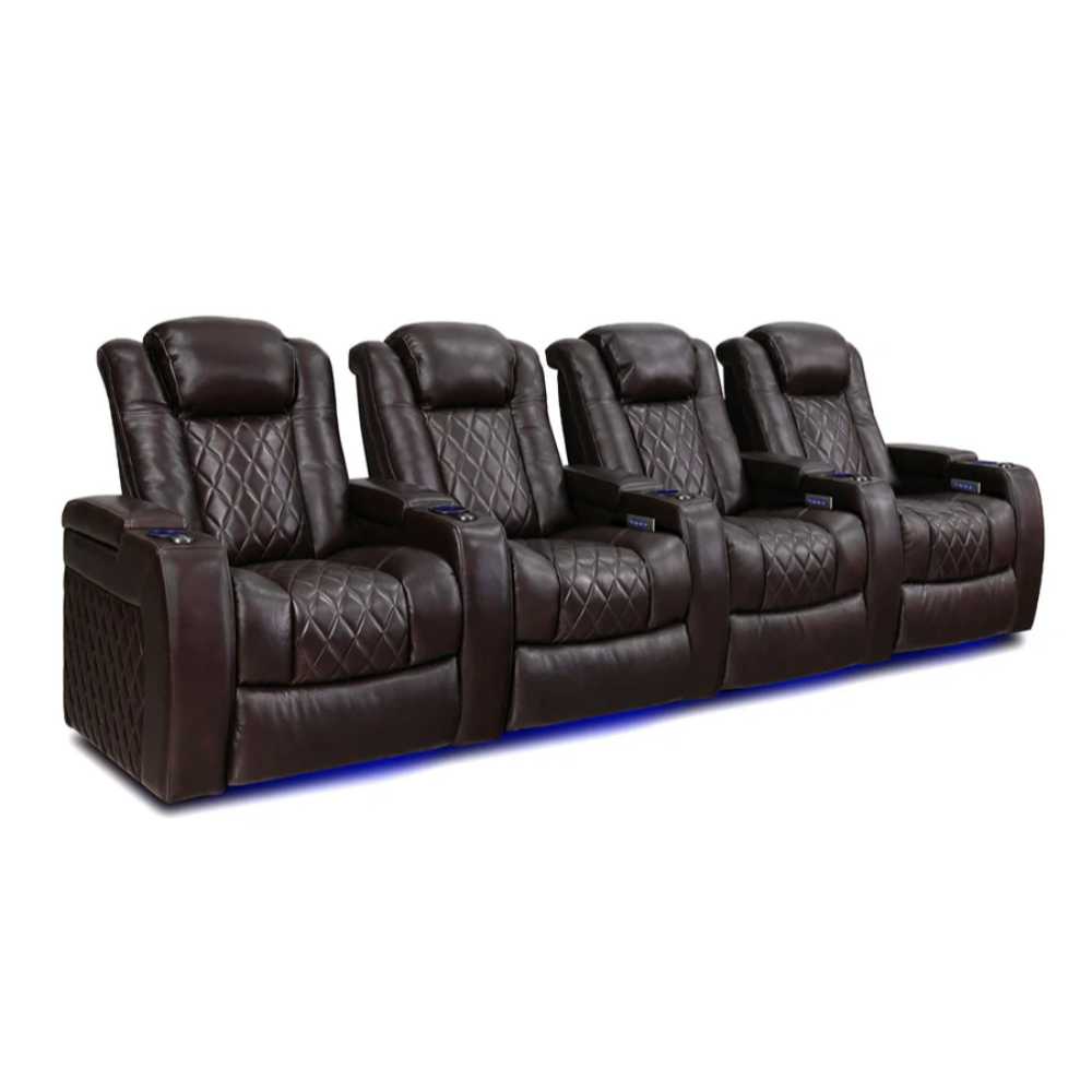 Dark Chocolate Valencia Tuscany Home Theater Seating Row of 4 Width 129.75 Height 43.5 Depth 40