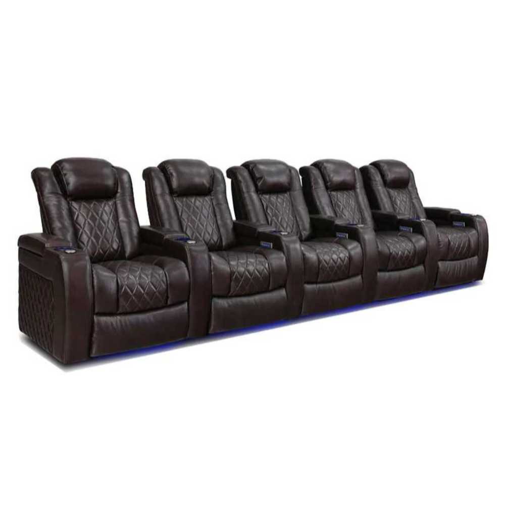 Dark Chocolate Valencia Tuscany Home Theater Seating Row of 5 Width 160.5 Height 43.5 Depth 40