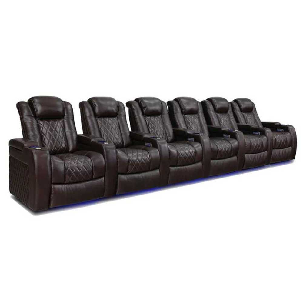 Dark Chocolate Valencia Tuscany Home Theater Seating Row of 6 Width 191.25 Height 43.5 Depth 40