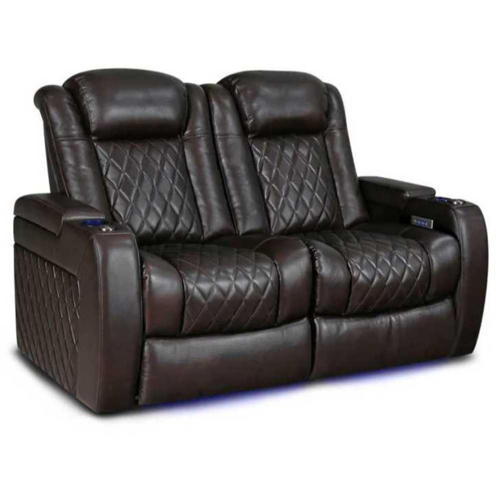 Dark Chocolate Valencia Tuscany XL Home Theater Seating Row of 2 Loveseat Width 64.25 Height 46 Depth 39.5