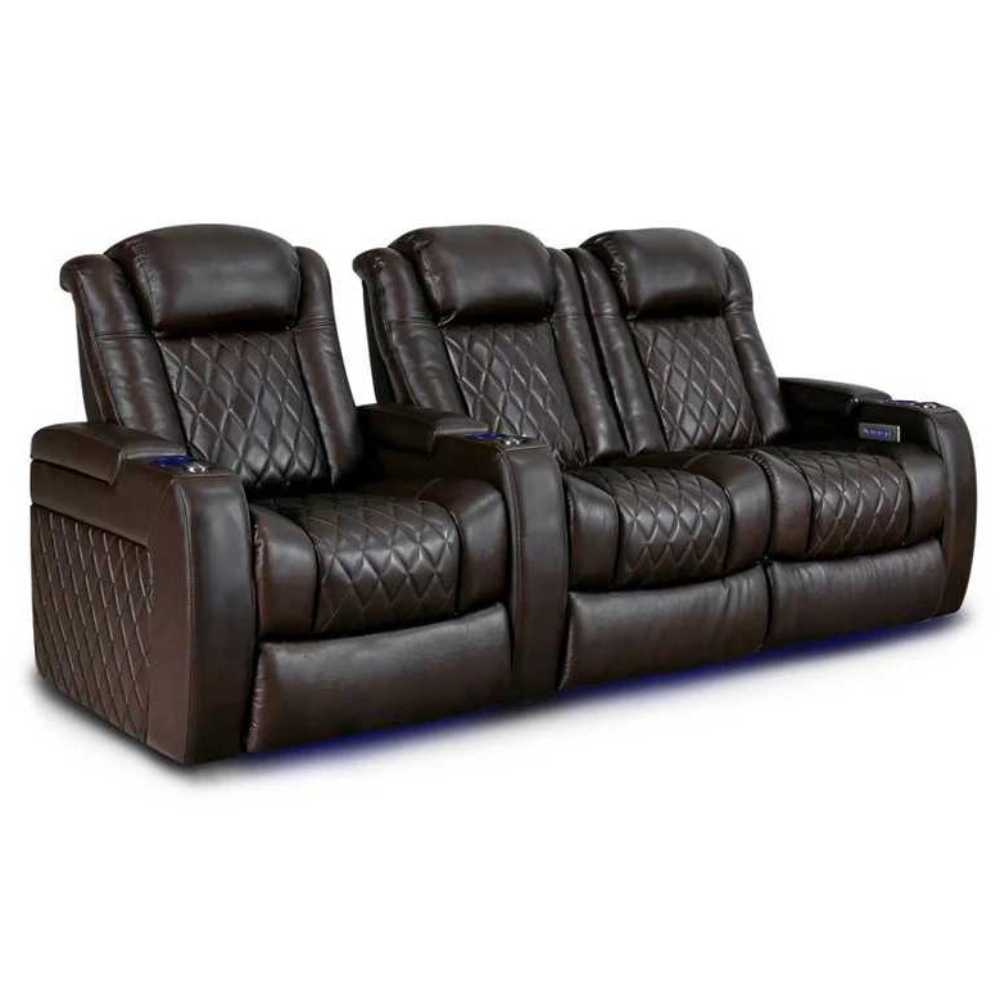 Dark Chocolate Valencia Tuscany XL Home Theater Seating Row of 3 Loveseat Right Width 96.75 Height 46 Depth 39.5