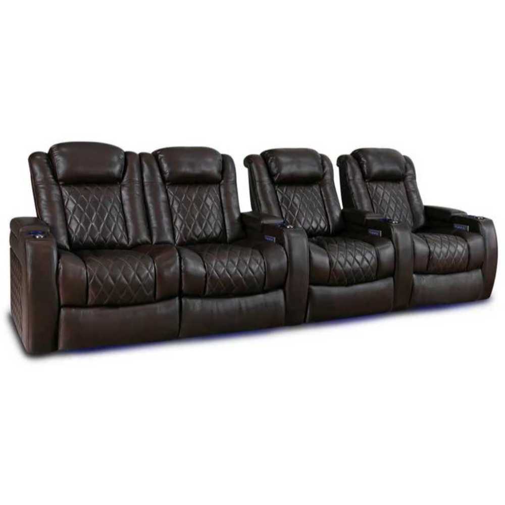 Dark Chocolate Valencia Tuscany XL Home Theater Seating Row of 4 Loveseat Left Width 129 Height 46 Depth 39.5