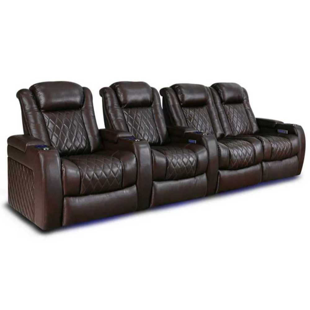 Dark Chocolate Valencia Tuscany XL Home Theater Seating Row of 4 Loveseat Right Width 129 Height 46 Depth 39.5