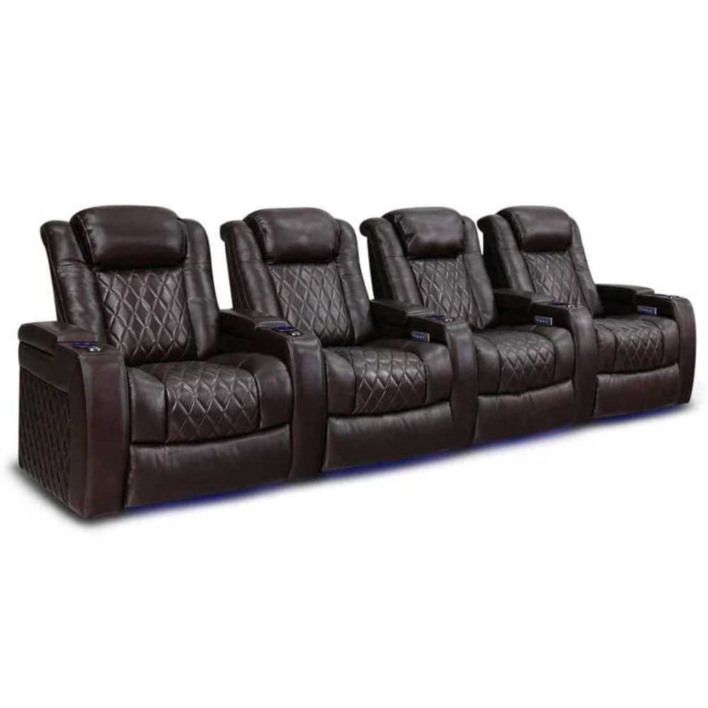 Dark Chocolate Valencia Tuscany XL Home Theater Seating Row of 4 Width 136 Height 46 Depth 39.5