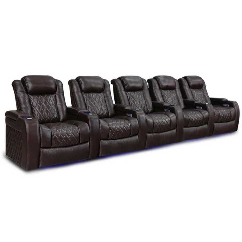 Dark Chocolate Valencia Tuscany XL Home Theater Seating Row of 5 Width 168 Height 46 Depth 39.5