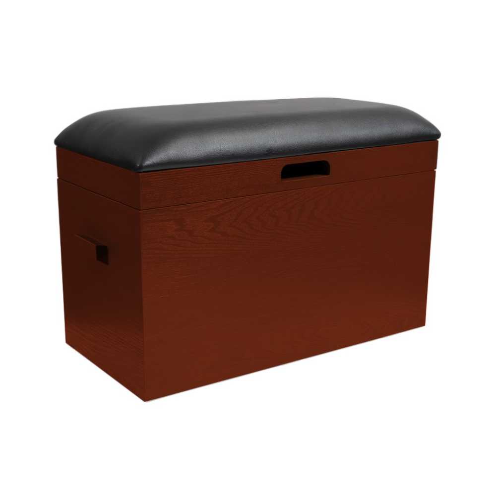 Dark Mahogany Game Theory Tables Ottoman For Origins Game Table comes in a rich, dark brown finish with a black cushioned top